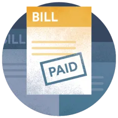 A bill with the word paid on it.